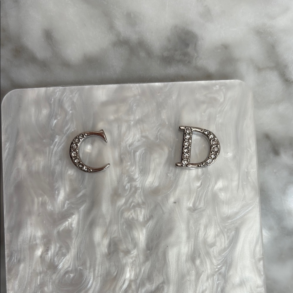 CD Silver Initial Earrings ( unknown authenticity